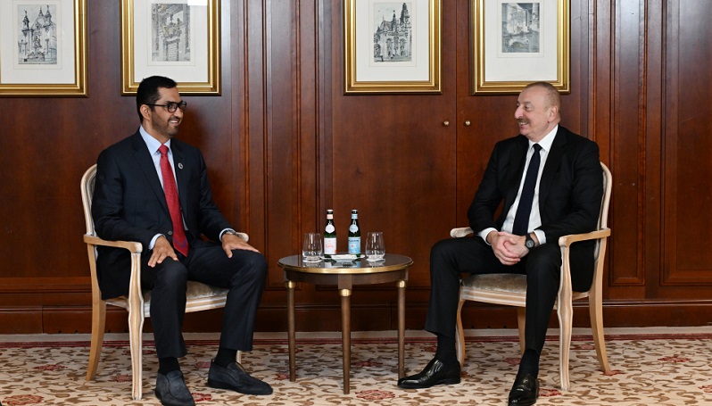 President Ilham Aliyev holds meeting with UAE minister of industry and advanced technology in Berlin